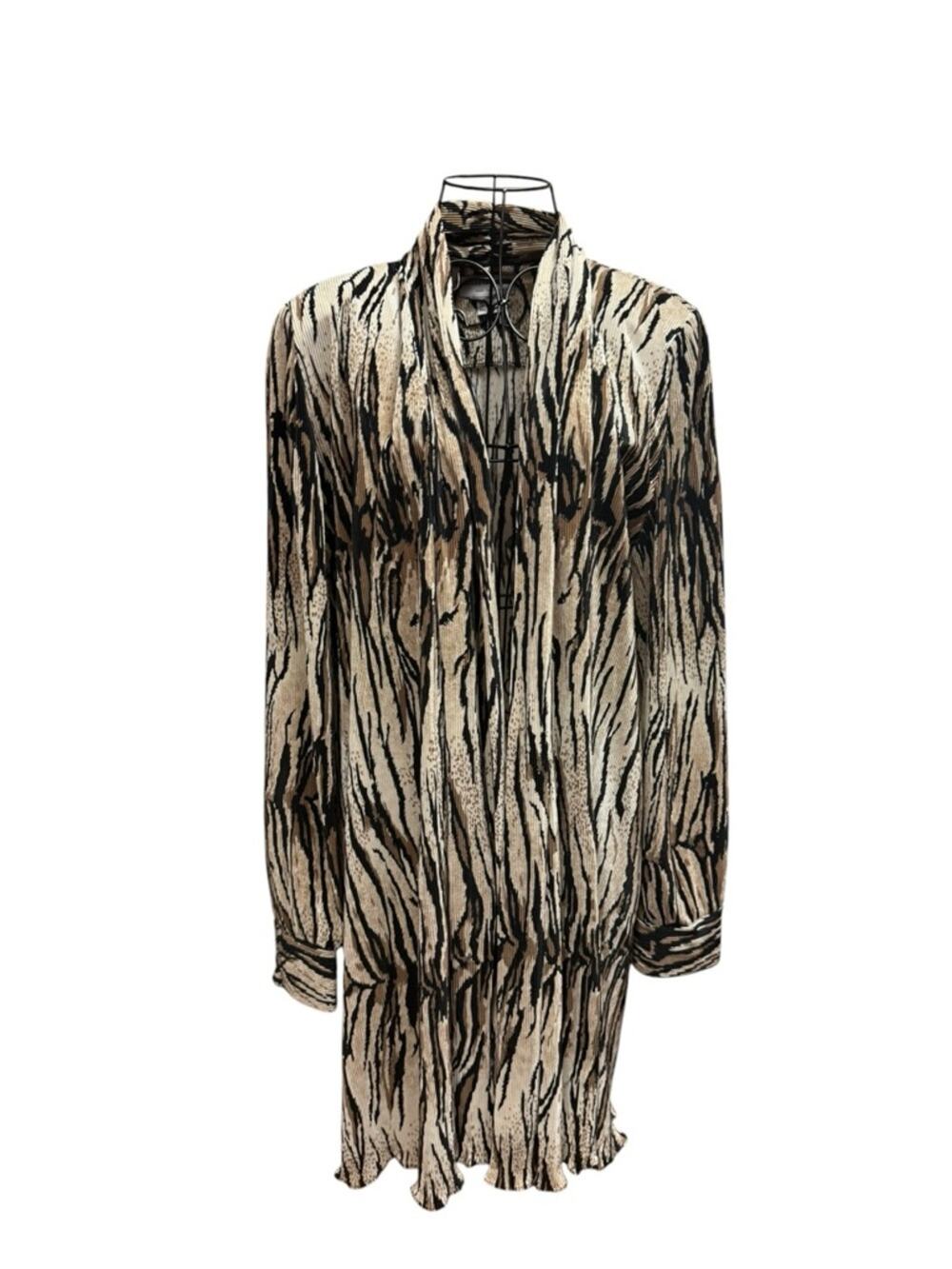 Jackets Galore Animal Print Open Cardigan in Black & Cream Lightweight Duster XL
